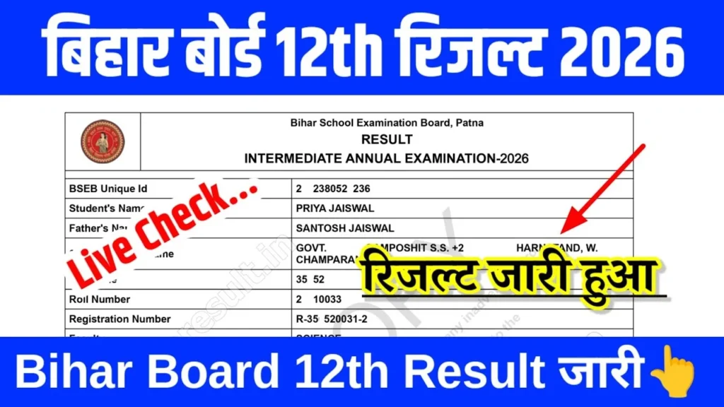 Bihar Board Class 12th Examination Result
