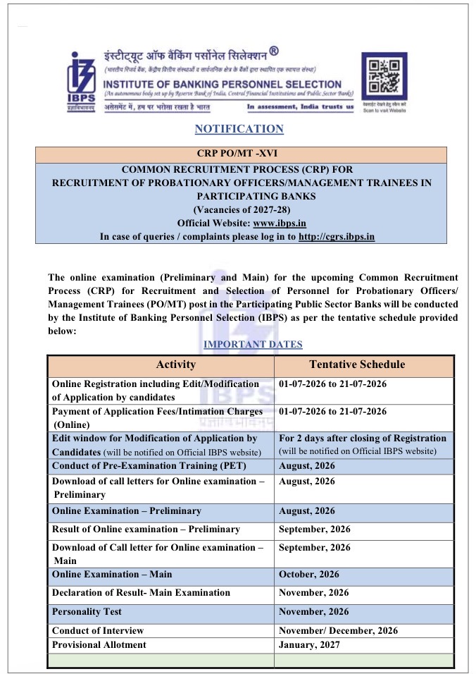 Official Notification for Specialist Officer