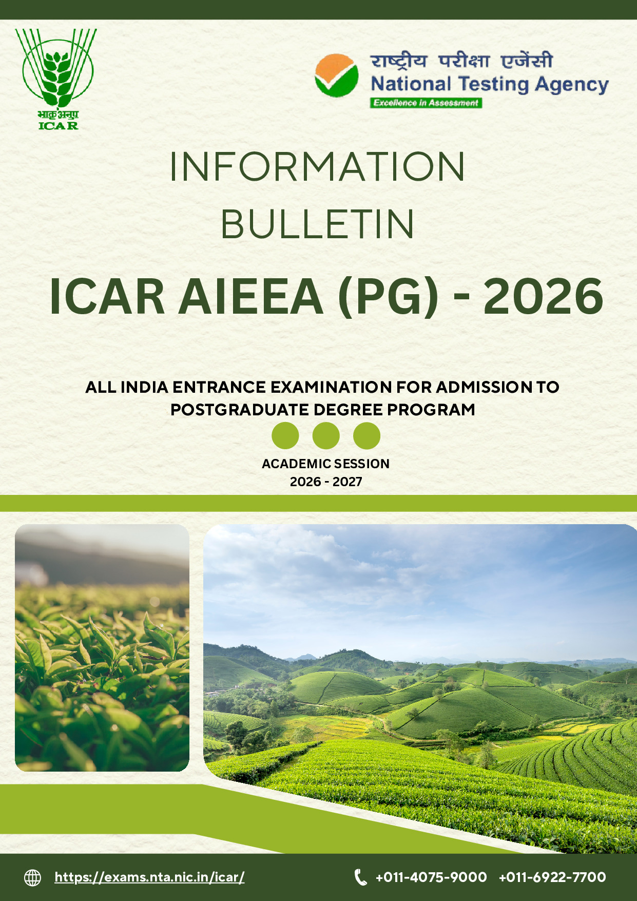 Official Notification screenshot for ICAR AIEEA PG and Ph.D.